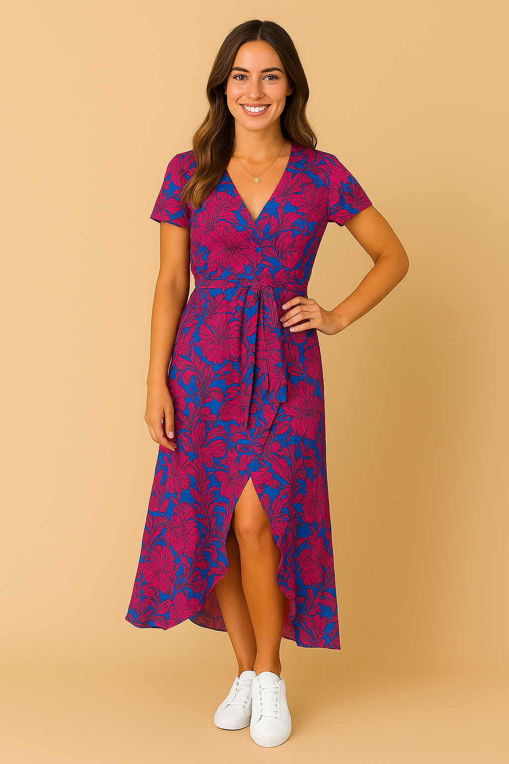 Dromerige Wrapjurk voor Dames – Elegante Zomerjurk met V-Hals en Taillelint