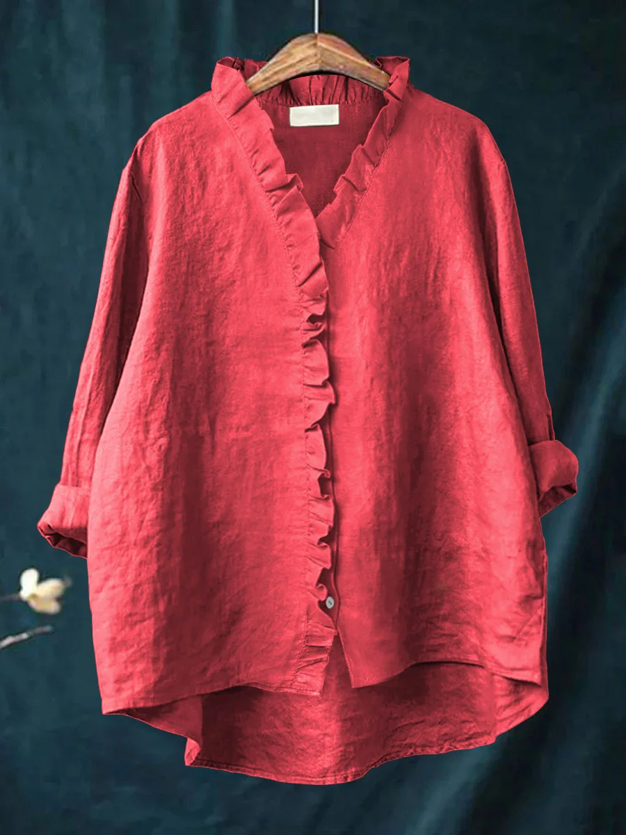 Ruffled Shirt – Elegante Blouse met Ruches voor een Vrouwelijke en Verfijnde Look