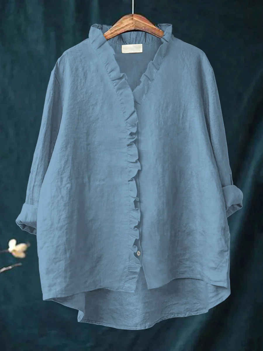 Ruffled Shirt – Elegante Blouse met Ruches voor een Vrouwelijke en Verfijnde Look