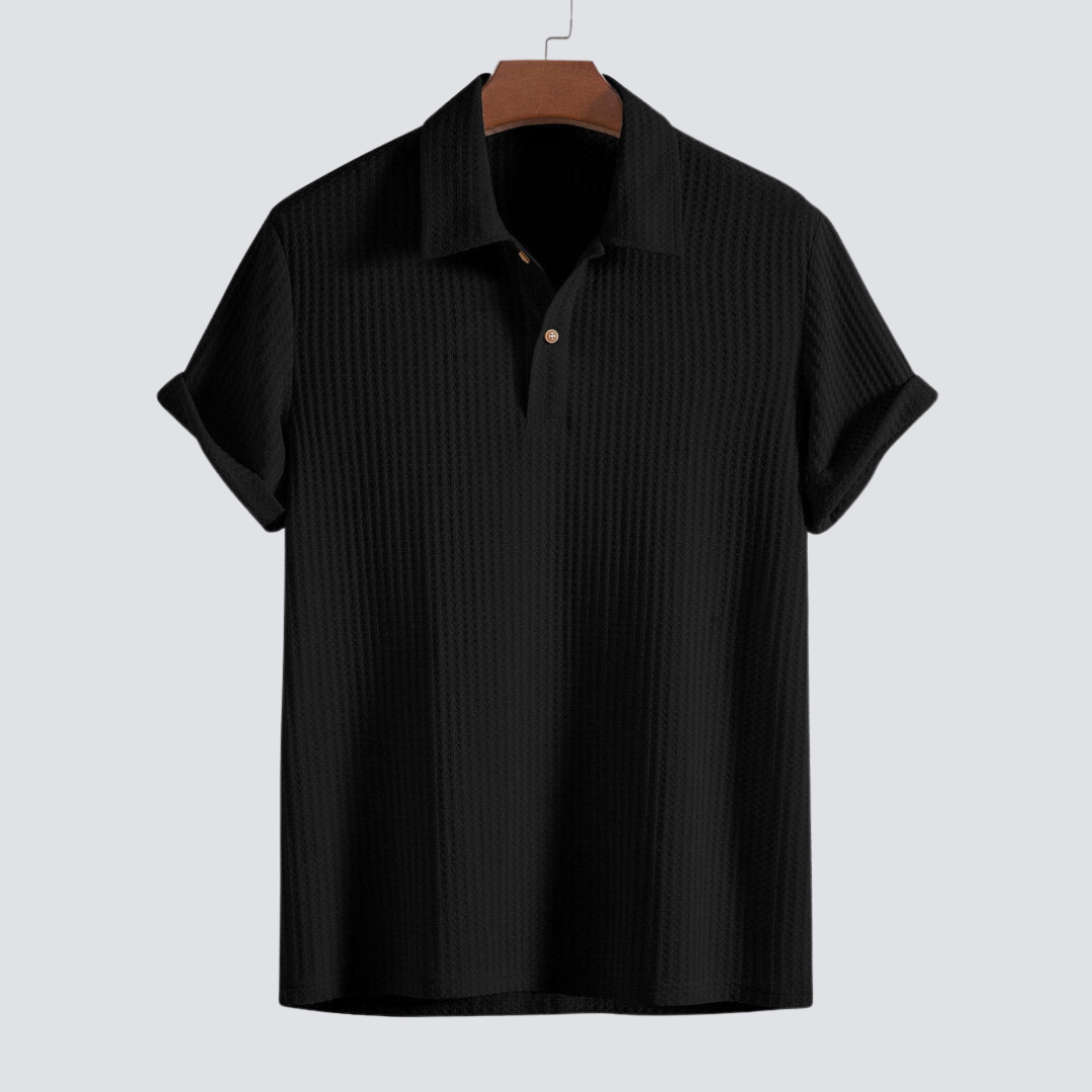 Wafelgebreide Polo – Elegant, Verfijnd en Veelzijdig