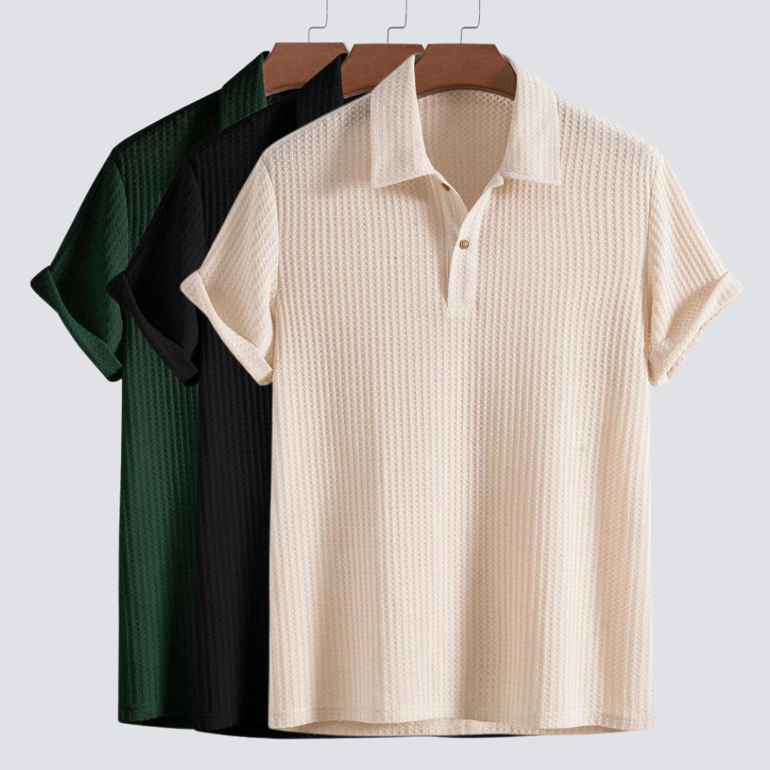 Wafelgebreide Polo – Elegant, Verfijnd en Veelzijdig