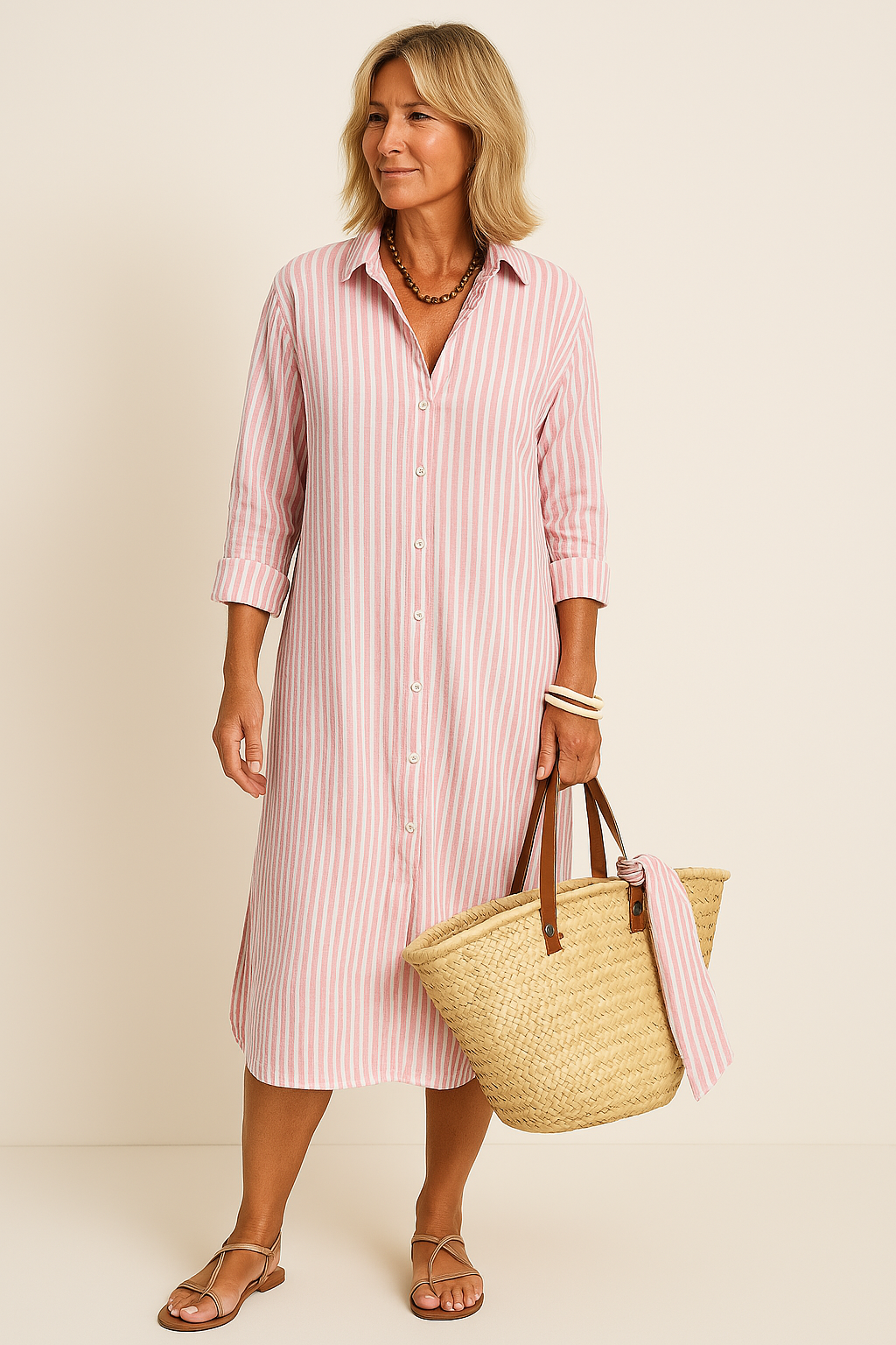 Stijlvolle Strandjurk met Gestreept Design – Perfect voor Zomer & Stranddagen