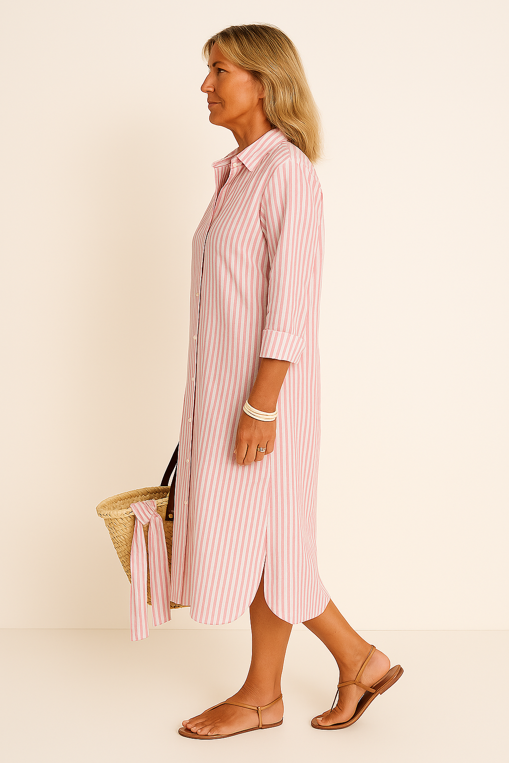 Stijlvolle Strandjurk met Gestreept Design – Perfect voor Zomer & Stranddagen