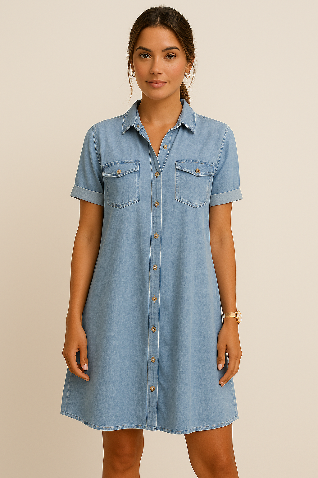 EasyFit Denim Jurk – Comfortabel, Stijlvol en Tijdloos