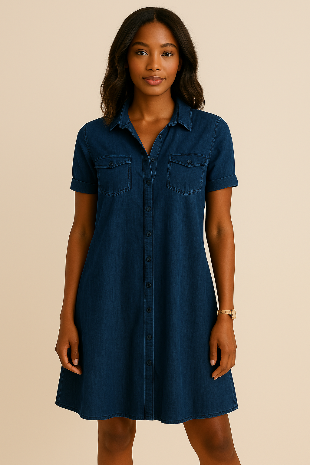 EasyFit Denim Jurk – Comfortabel, Stijlvol en Tijdloos