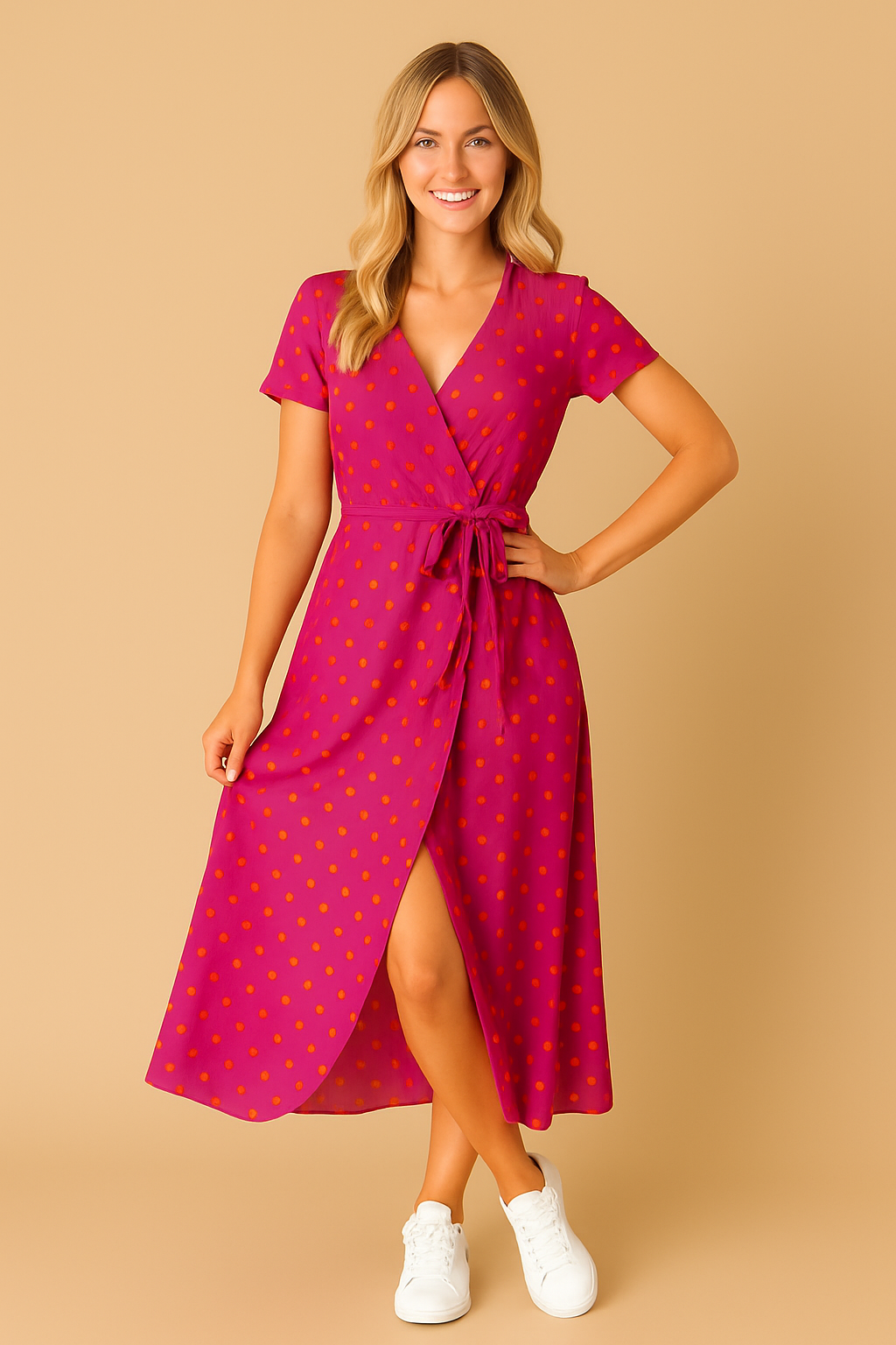 Dromerige Wrapjurk voor Dames – Elegante Zomerjurk met V-Hals en Taillelint