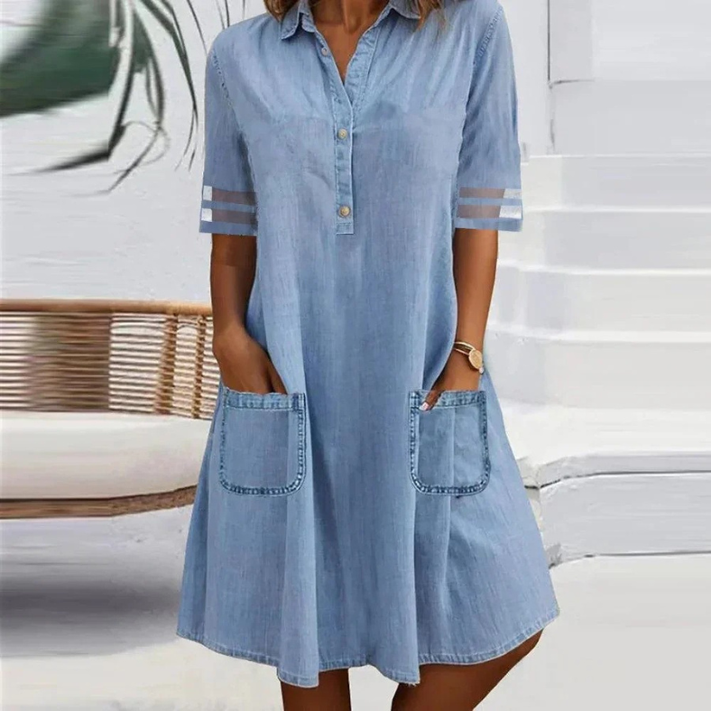 Stijlvolle Zomerjurk voor Dames – Elegante Midi Jurk met V-hals en Mouwloos Design