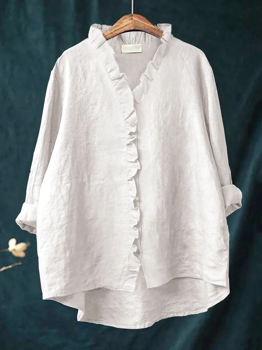 Ruffled Shirt – Elegante Blouse met Ruches voor een Vrouwelijke en Verfijnde Look