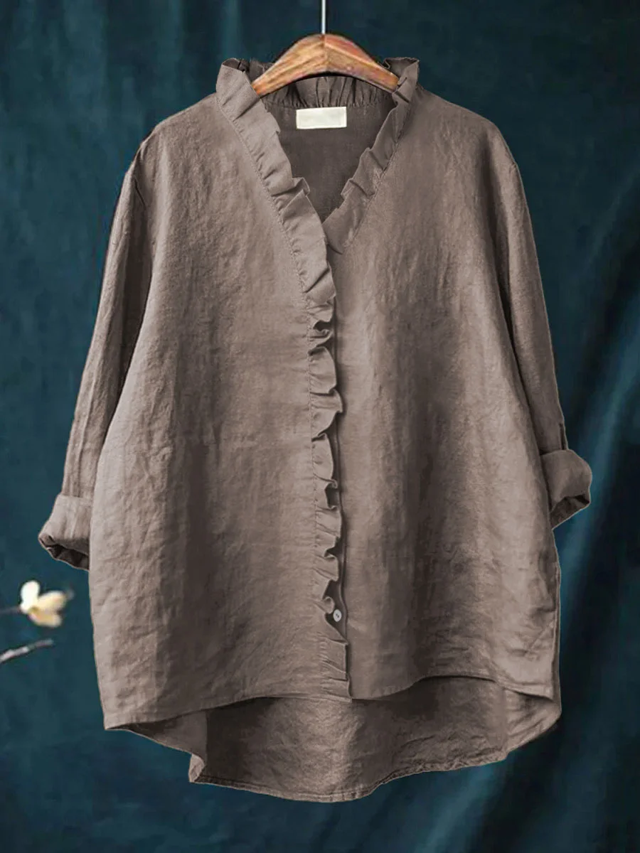 Ruffled Shirt – Elegante Blouse met Ruches voor een Vrouwelijke en Verfijnde Look