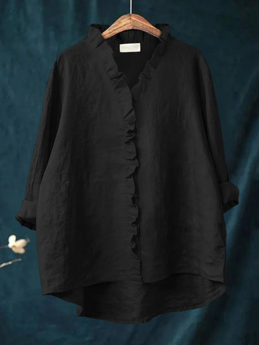 Ruffled Shirt – Elegante Blouse met Ruches voor een Vrouwelijke en Verfijnde Look